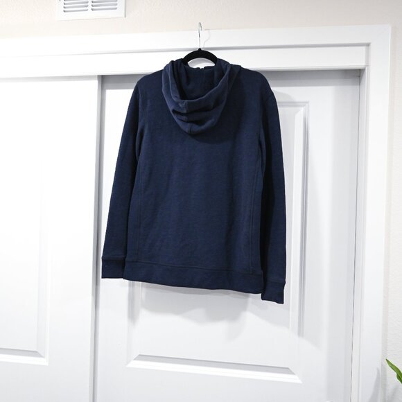 Jason Scott Small Quarter Zip Dark Blue Heather Hooded Pullover - Picture 6 of 8